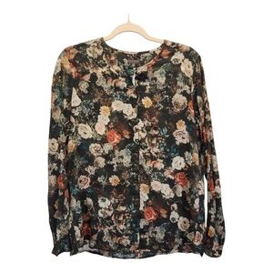 Italian Floral Vneck Floral button up Top Size EU40 SMALL 4/6
